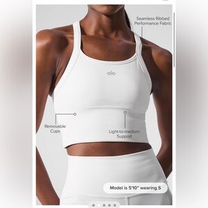 NWT ALO Y Seamless Ribbed Favorite Bra Tank White Sz Medium
